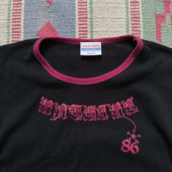 Stray Rats Ratgirl 86 Blank Pink Skate Baby Tee Ringer - Picture 4 of 7